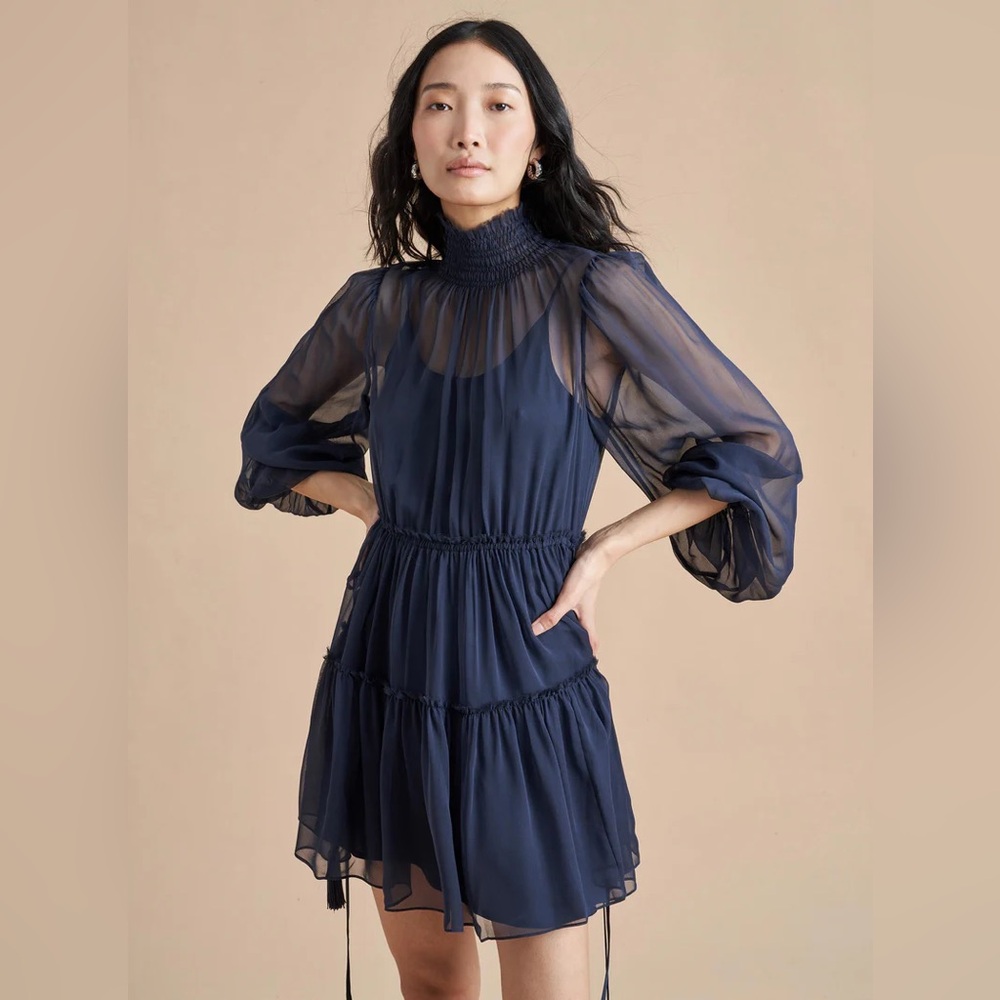 La Ligne Navy Sheer Dress